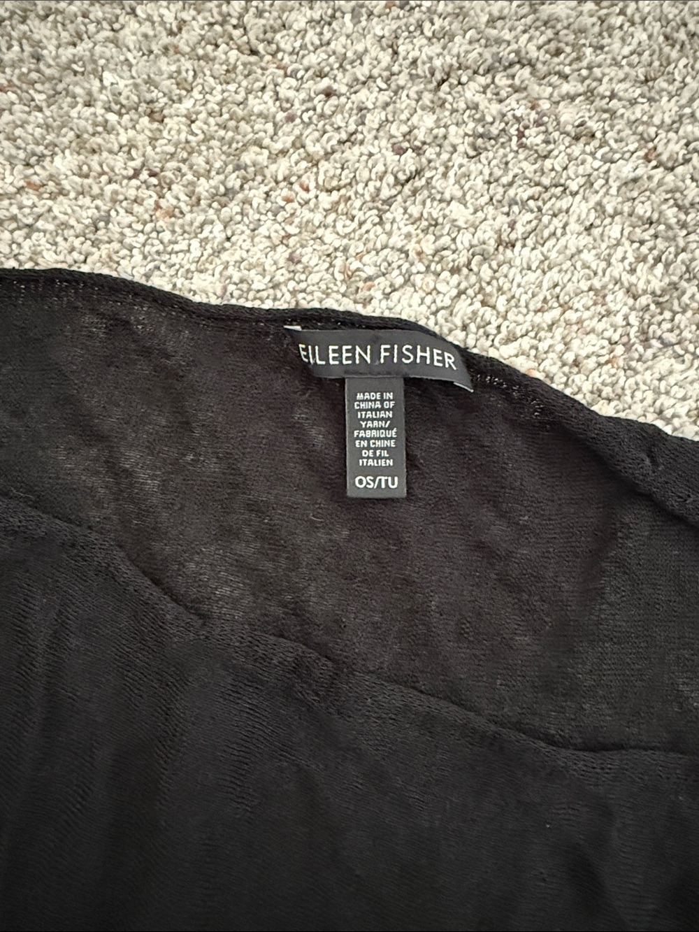 Eileen Fisher Black Sheer Shawl Top OS - Picture 3 of 5